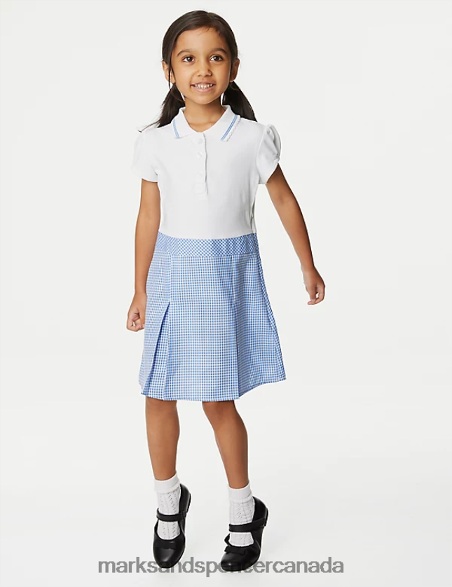 School Uniform 20VTD9650 Light Blue Kids Marks & Spencer 2 in 1 Gingham Pleated School Dress - Marks and Spencer Canada locations