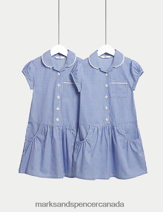 Marks and Spencer near me - School Uniform 20VTD9823 Mid Blue Kids Marks & Spencer 2pk Cotton Plus Fit School Dresses