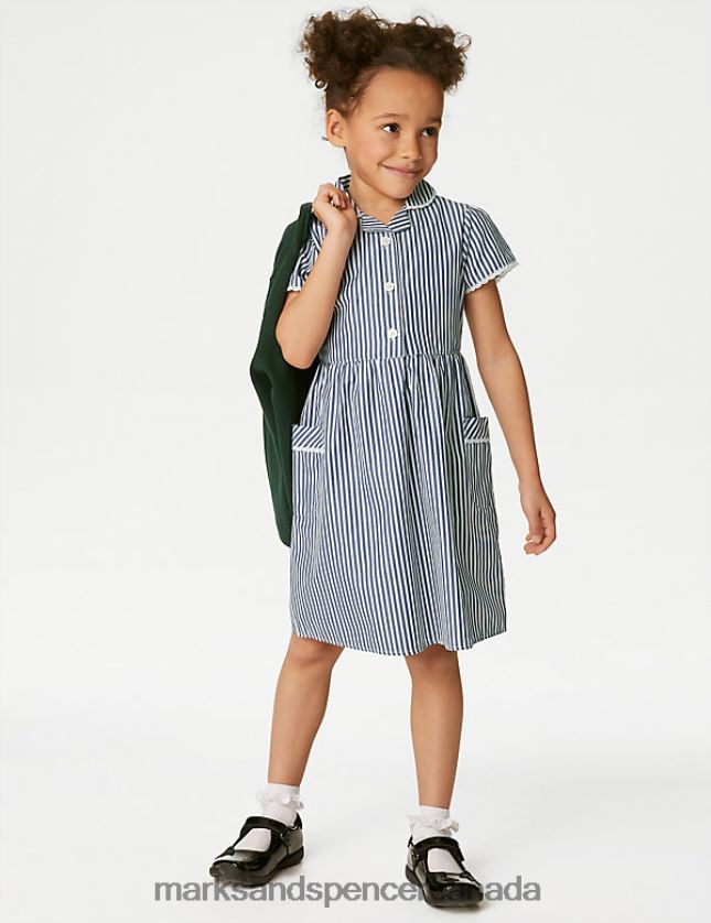 Marks and Spencer sale - School Uniform 20VTD9927 Navy Kids Marks & Spencer Pure Cotton Striped School Dress