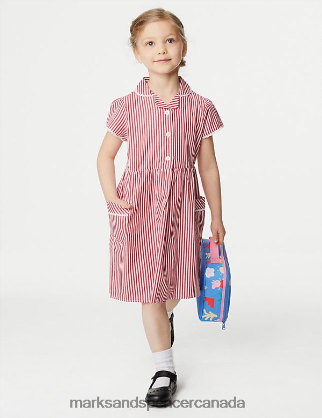 School Uniform 20VTD9929 Red Kids Marks & Spencer Pure Cotton Striped School Dress - Marks and Spencer Canada locations