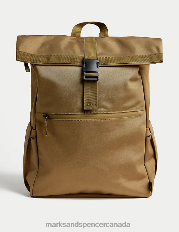 Marks and Spencer sale - Men Camel Accessories Marks & Spencer Recycled Polyester Scuff Resistant Rolltop Backpack 20VTD5265