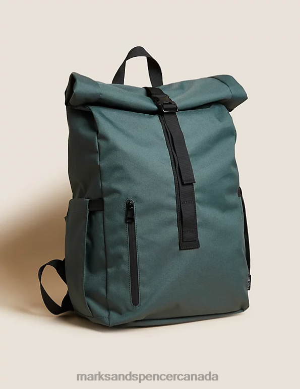 Men Green Accessories Marks & Spencer Recycled Polyester Pro-Tect Backpack 20VTD7144 - Marks and Spencer outlet