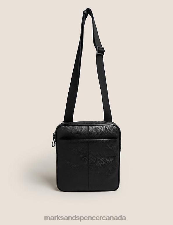 Marks and Spencer sale - Men Black Accessories Marks & Spencer Leather Cross Body Bag 20VTD7091