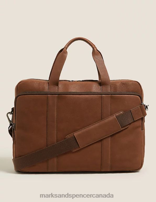 Men Brown Accessories Marks & Spencer Leather Briefcase 20VTD5660 - Marks and Spencer online