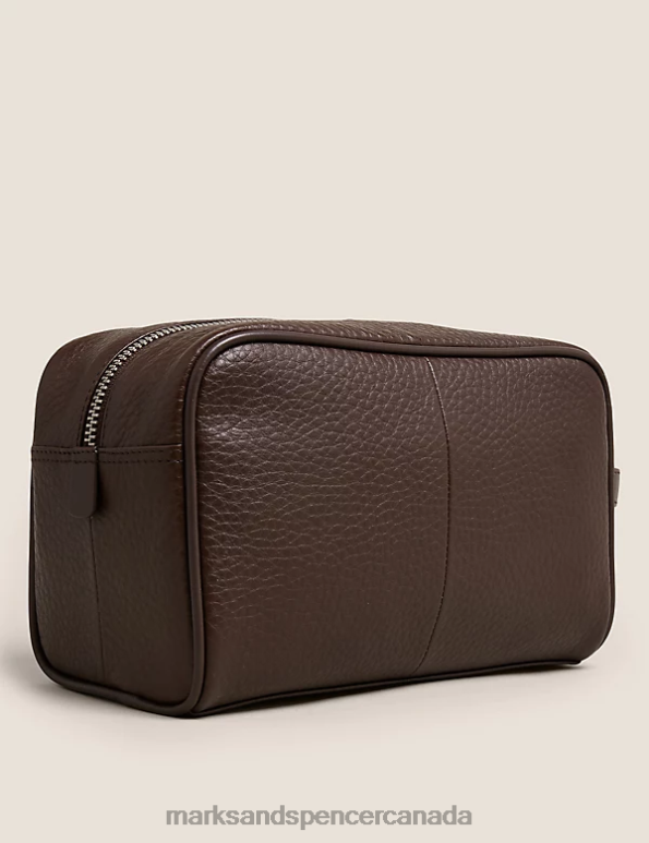 Marks and Spencer near me - Men Brown Accessories Marks & Spencer Leather Washbag 20VTD6062