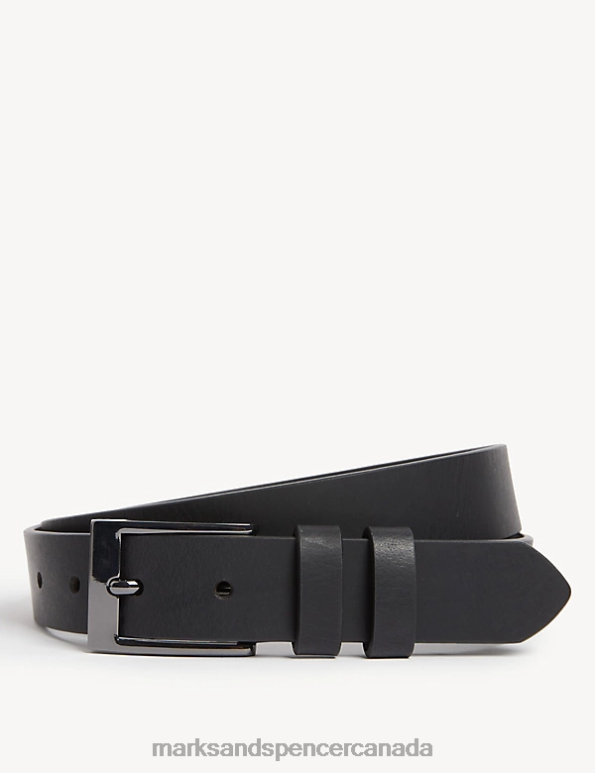 Men Black Accessories Marks & Spencer Leather Belt 20VTD6423 - Marks and Spencer Canada locations