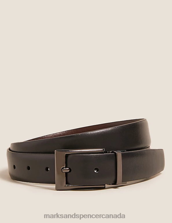 Men Black/Brown Accessories Marks & Spencer Leather Reversible Belt 20VTD6408 - Marks and Spencer online