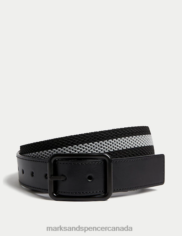 Men Black Mix Accessories Marks & Spencer Reversible Textured Belt 20VTD5028 - Marks and Spencer Canada locations