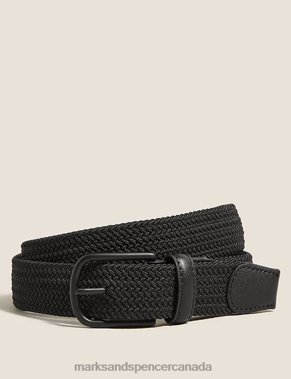 Men Black Mix Accessories Marks & Spencer Stretch Woven Belt 20VTD6182 - Marks and Spencer Canada locations