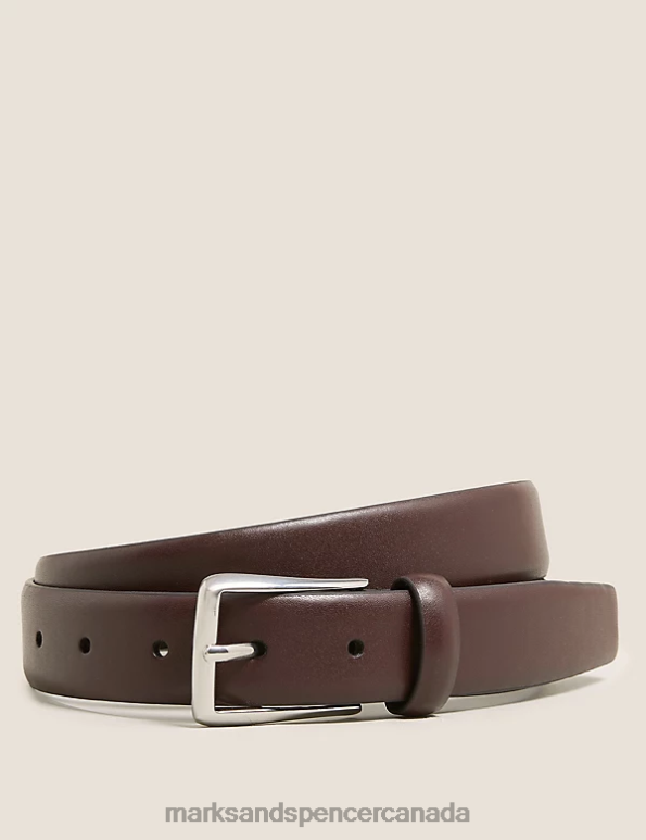 Men Dark Brown Accessories Marks & Spencer Rectangular Buckle Smart Belt 20VTD7514 - Marks and Spencer online