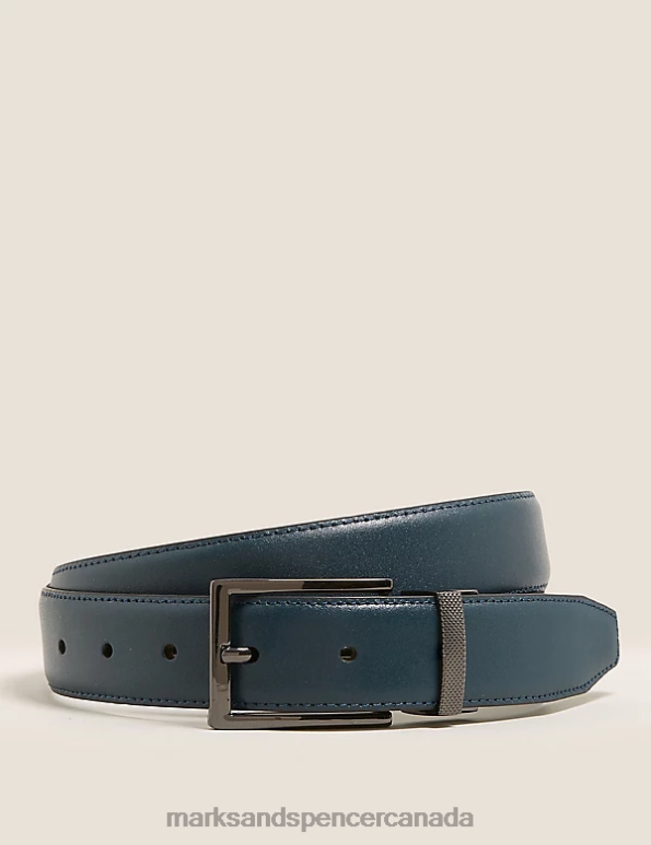 Men Navy Accessories Marks & Spencer Leather Reversible Belt 20VTD7202 - Marks and Spencer outlet