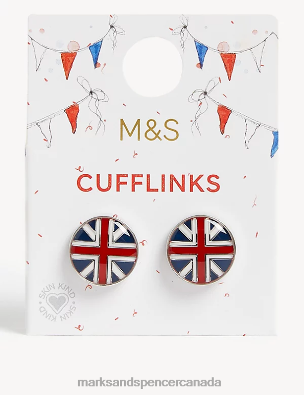 Men Silver Mix Accessories Marks & Spencer Union Jack Cufflinks 20VTD5142 - Marks and Spencer outlet