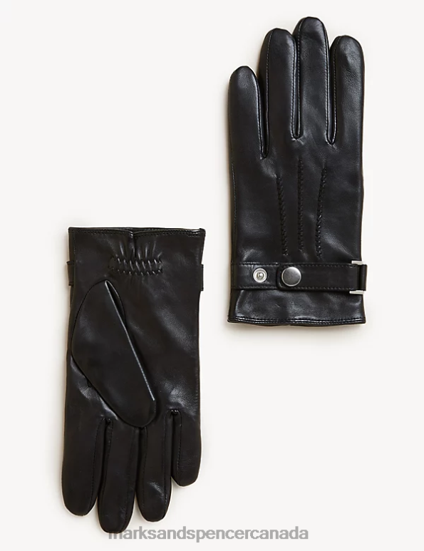 Marks and Spencer Canada - Men Black Accessories Marks & Spencer Leather Gloves 20VTD5491