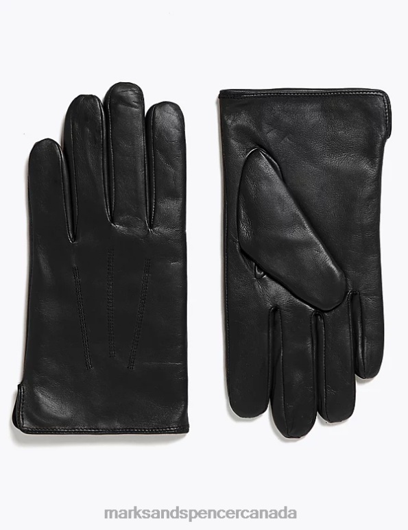 Marks and Spencer sale - Men Black Accessories Marks & Spencer Leather Gloves with Thermowarmth 20VTD7282