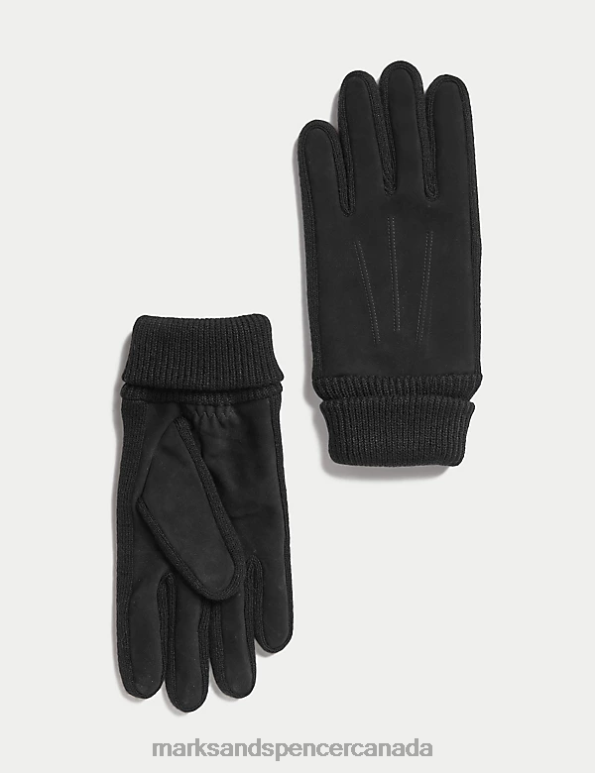 Marks and Spencer near me - Men Black Accessories Marks & Spencer Nubuck Leather Gloves 20VTD7199