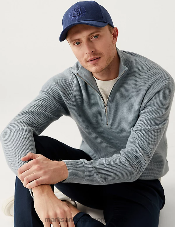 Men Blue Accessories Marks & Spencer Cotton Blend Embroidered Baseball Cap 20VTD5419 - Marks and Spencer Canada locations