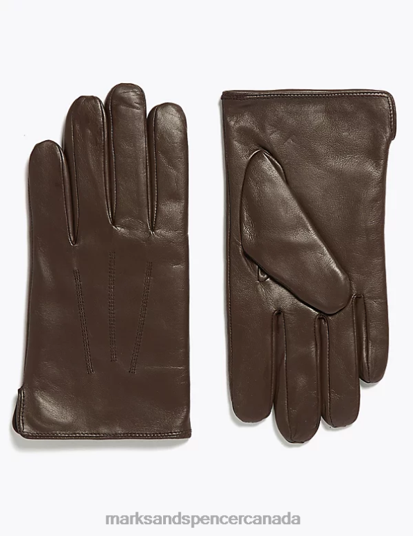 Marks and Spencer sale - Men Brown Accessories Marks & Spencer Leather Gloves with Thermowarmth 20VTD6936