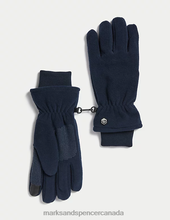 Men Dark Navy Accessories Marks & Spencer Fleece Gloves 20VTD5959 - Marks and Spencer Canada locations