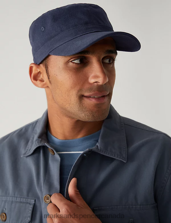 Men Dark Navy Accessories Marks & Spencer Pure Cotton Baseball Cap 20VTD6002 - Marks and Spencer outlet