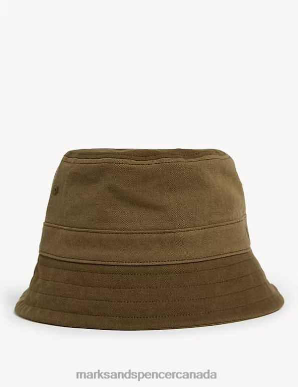 Men Green Accessories Marks & Spencer Heron Pure Cotton Textured Bucket Hat 20VTD5918 - Marks and Spencer online