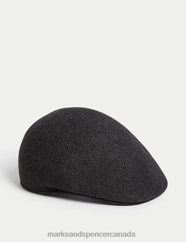 Marks and Spencer Canada - Men Grey Accessories Marks & Spencer Pure Wool Flat Cap 20VTD7152