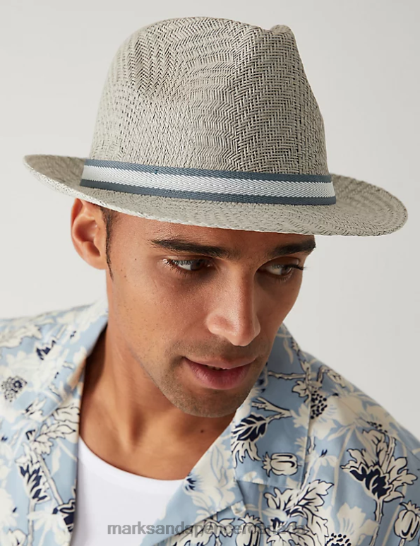 Marks and Spencer Canada - Men Grey Accessories Marks & Spencer Textured Trilby 20VTD6037