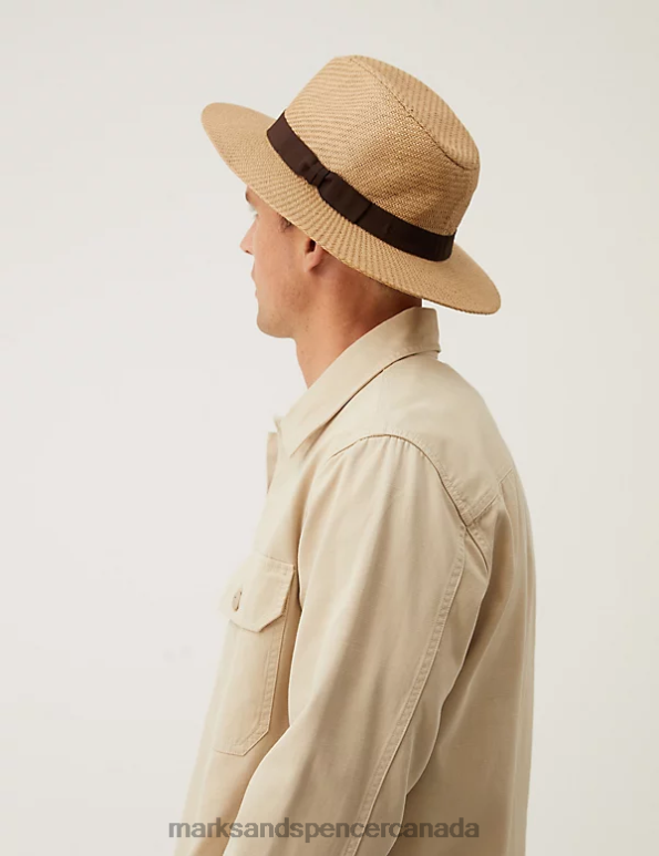 Marks and Spencer sale - Men Natural Accessories Marks & Spencer Textured Broad Brim Ambassador Hat 20VTD5256