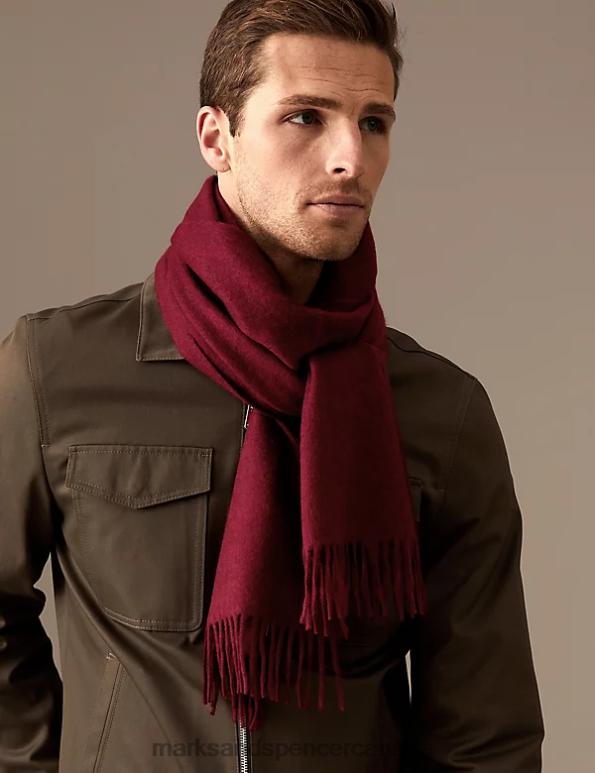 Men Red Accessories Marks & Spencer Pure Cashmere Scarf 20VTD6795 - Marks and Spencer outlet