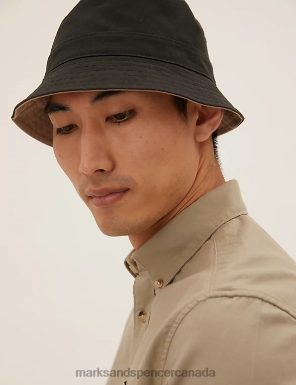 Men Stone/Khaki Accessories Marks & Spencer Reversible Bucket Hat 20VTD6415 - Marks and Spencer Canada locations