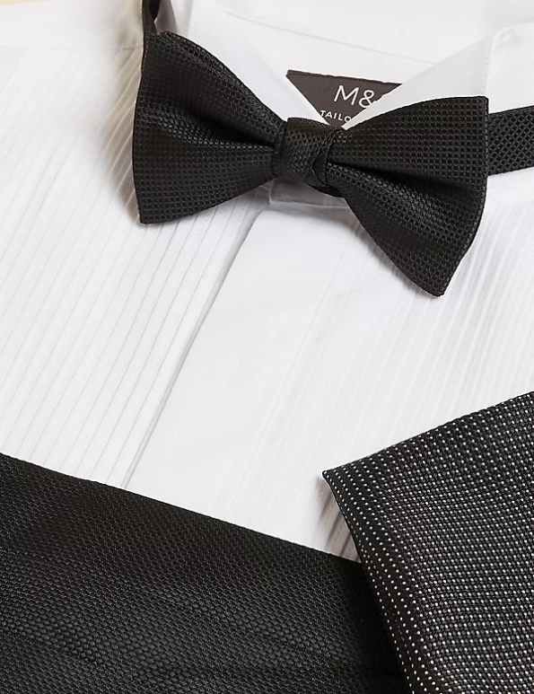 Marks and Spencer near me - Men Black Accessories Marks & Spencer Bow Tie, Pocket Square & Cummerbund Set 20VTD5924