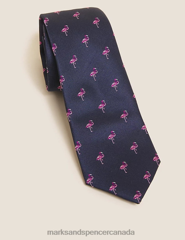 Marks and Spencer near me - Men Black Accessories Marks & Spencer Flamingo Print Pure Silk Tie 20VTD5322