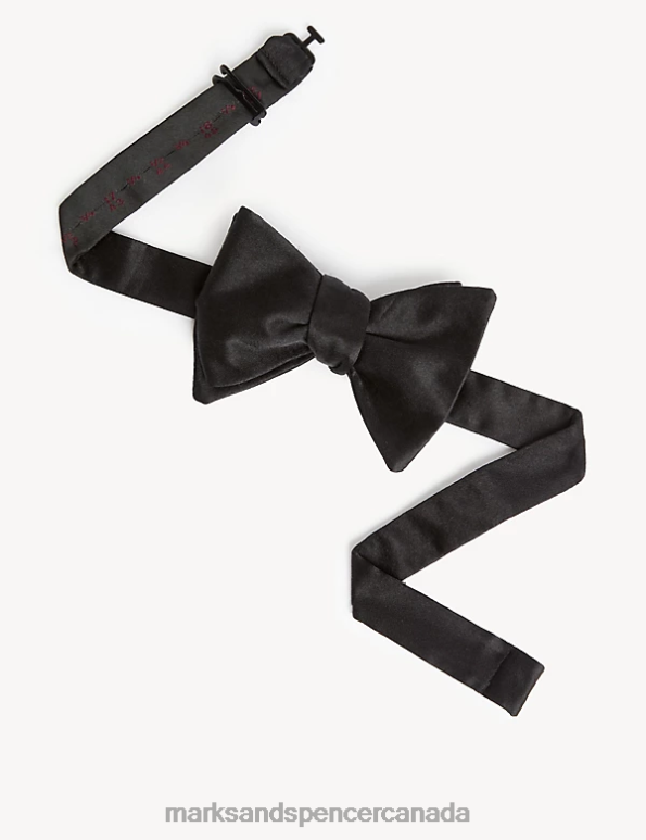 Men Black Accessories Marks & Spencer Pure Silk Bow Tie 20VTD5838 - Marks and Spencer outlet