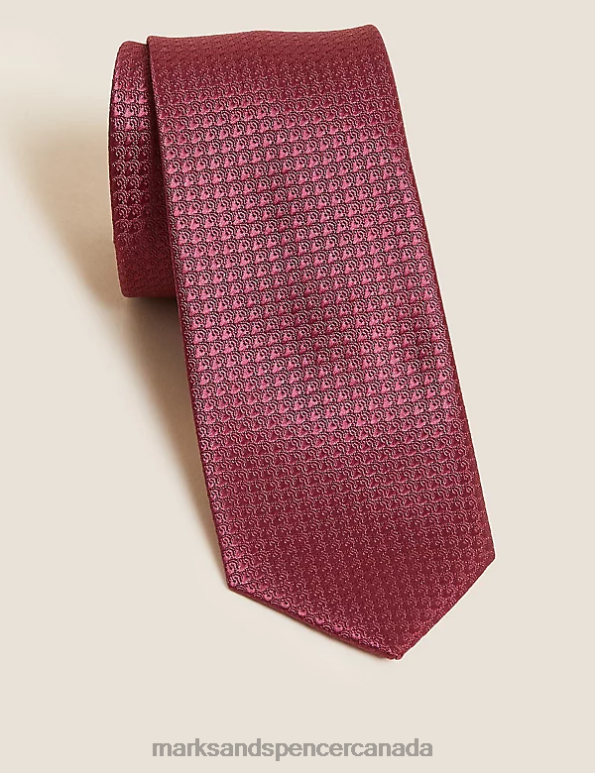 Marks and Spencer Canada - Men Burgundy Accessories Marks & Spencer Skinny Geometric Tie 20VTD5839