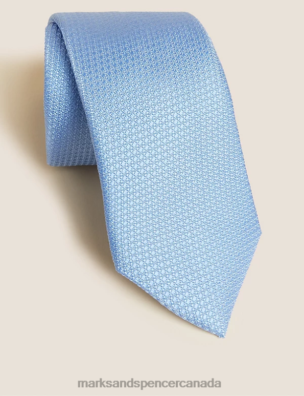 Marks and Spencer sale - Men Light Blue Accessories Marks & Spencer Textured Pure Silk Tie 20VTD6359