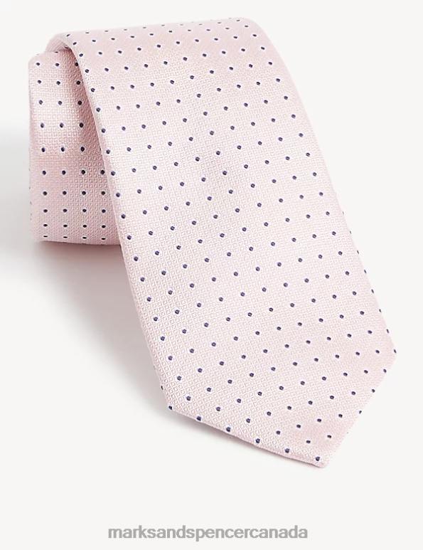 Men Pink Accessories Marks & Spencer Foulard Pure Silk Tie 20VTD5934 - Marks and Spencer online