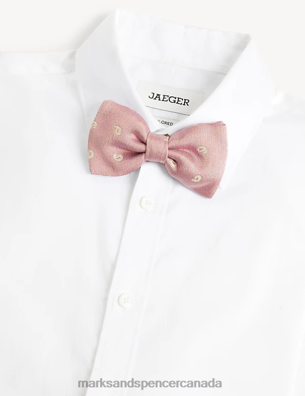 Men Pink Accessories Marks & Spencer Slim Paisley Silk Rich Bow Tie 20VTD7191 - Marks and Spencer Canada locations