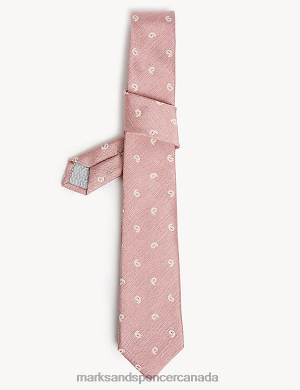 Marks and Spencer near me - Men Pink Accessories Marks & Spencer Slim Paisley Silk Rich Tie 20VTD6859