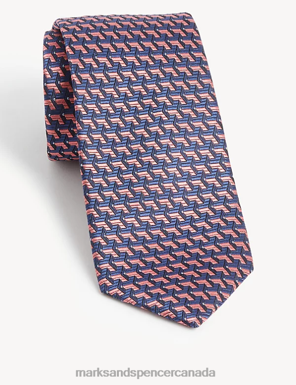 Men Purple Accessories Marks & Spencer Geometric Pure Silk Tie 20VTD5507 - Marks and Spencer Canada locations