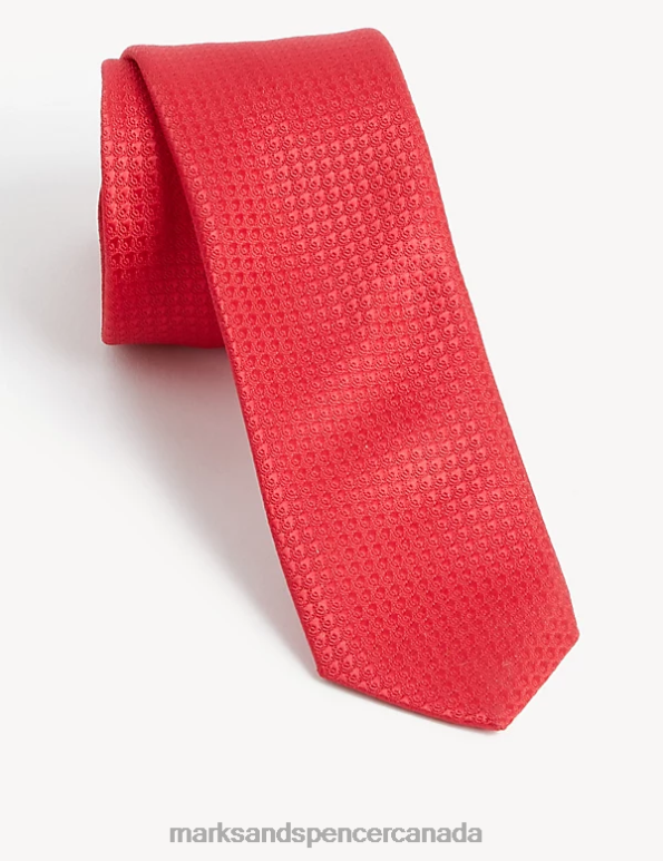 Men Red Accessories Marks & Spencer Skinny Geometric Tie 20VTD6205 - Marks and Spencer Canada locations