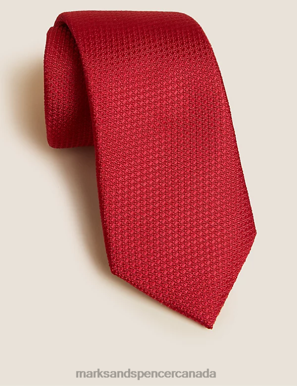 Marks and Spencer near me - Men Red Accessories Marks & Spencer Textured Pure Silk Tie 20VTD6358