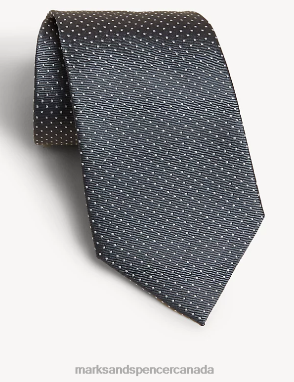 Marks and Spencer sale - Men Silver Accessories Marks & Spencer Pin Dot Pure Silk Tie 20VTD7051