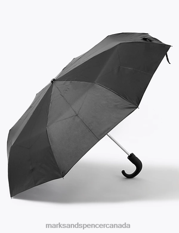 Men Black Accessories Marks & Spencer Recycled Polyester Crook Handle Umbrella with Windtech 20VTD6466 - Marks and Spencer online