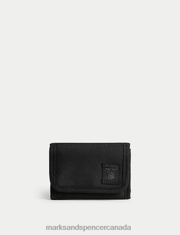 Marks and Spencer Canada - Men Black Accessories Marks & Spencer Recycled Polyester Pro-Tect Bi-fold Wallet 20VTD5269