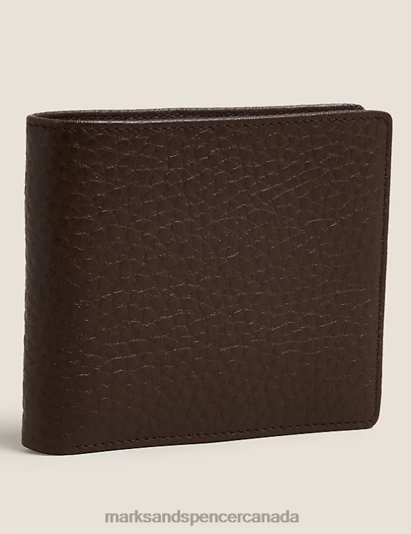 Men Brown Accessories Marks & Spencer Leather Bi-fold Cardsafe Wallet 20VTD6911 - Marks and Spencer Canada locations