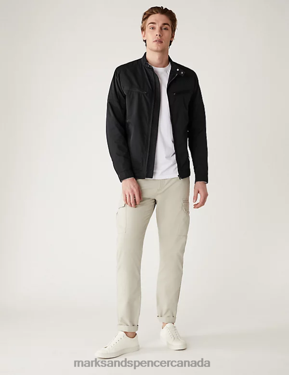 Marks and Spencer sale - Men Black Clothing Marks & Spencer Biker Jacket with Stormwear 20VTD6613