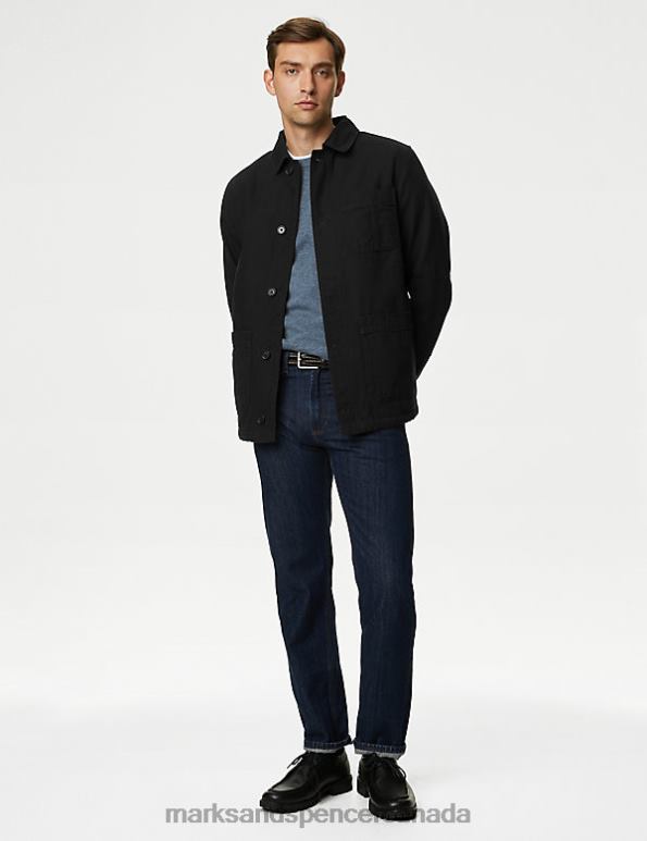 Men Black Clothing Marks & Spencer Borg Lined Pure Cotton Chore Jacket 20VTD5266 - Marks and Spencer Canada locations