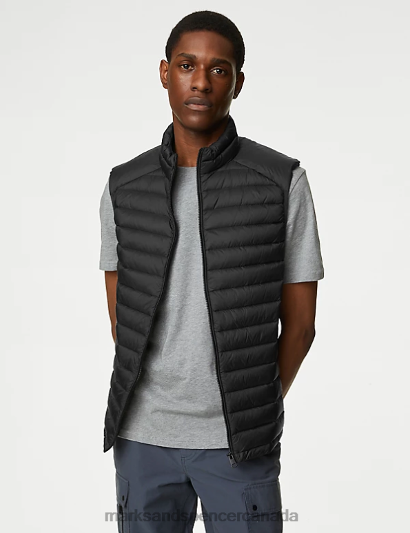 Men Black Clothing Marks & Spencer Feather and Down Gilet with Stormwear 20VTD6017 - Marks and Spencer Canada locations