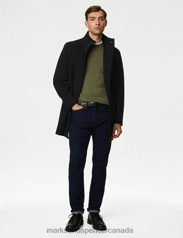 Marks and Spencer Canada - Men Black Clothing Marks & Spencer Funnel Neck Coat 20VTD5064