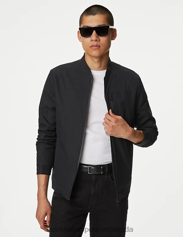 Marks and Spencer near me - Men Black Clothing Marks & Spencer Padded Bomber Jacket with Stormwear 20VTD4914