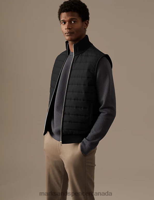 Marks and Spencer sale - Men Black Clothing Marks & Spencer Quilted Hybrid Gilet 20VTD7085